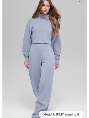 NWT ALO Yoga Serenity Wide-Leg Pant & Cropped Serenity Coverup XXS Winter Frost